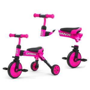 Milly Mally Grande Rosa Dreirad für Kleinkinder, 2-in-1 Design, Fahrradfahren lernen - Dreiräder