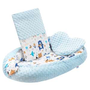 Luxus babafészek párnával és paplannal New Baby Minkyből kék 94588345 