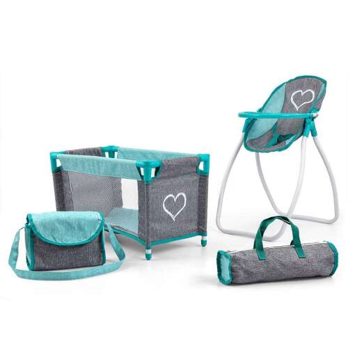 Milly Mally Elsa baba játék szett bölcsővel, etetőszékkel, pelenkázó táskával és utazó táskával