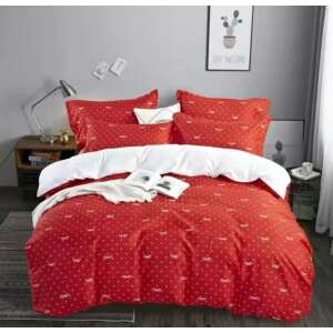 Piros 3 részes ágyneműhuzat szett fehér masnival, Apró masnis ágyneműhuzat szett - SELOWEI