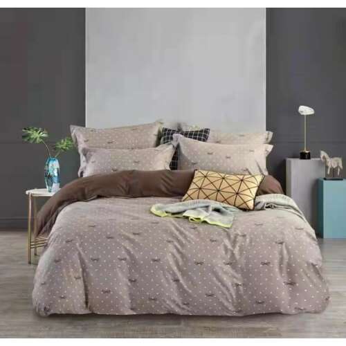 Apró masnis 3 részes ágyneműhuzat - Barna, barna és bézs ágynemű szett apró masnikkal