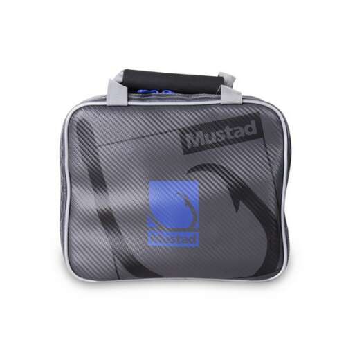 Mustad Double Rigger Wallet 500D Tarpaulin horgászfelszerelés táska, fekete és kék, Mustad logóval