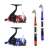 Timeless Tools Telescopic Fishing Rod with Reel, red and blue, close-up