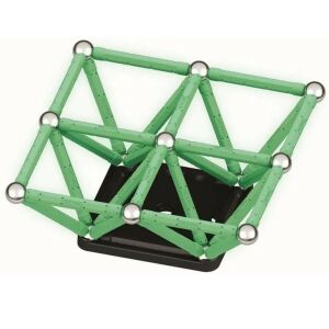 Geomag Glow Recycled magnetická stavebnica, zelené tyče a oceľové gule - Geomag Magnetická stavebná hra