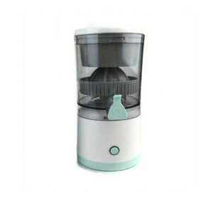 Vezeték Nélküli Hordozható Gyümölcsfacsaró 45W, cordless portable electric citrus juicer, white and green, front view - Juicer and Press