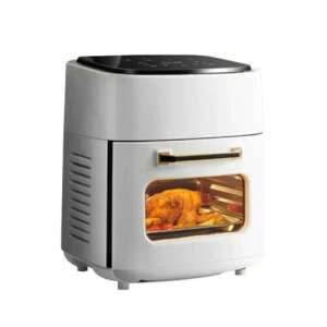 Kimiyo 15L Air Fryer with digital display, showing a roasted chicken inside - Sumker