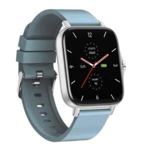 Maxcom Fit FW55 Aurum Pro Smartwatch mit Herzfrequenz- und Blutdruckmessgerät, silberfarben, blaues Silikonarmband - Maxcom