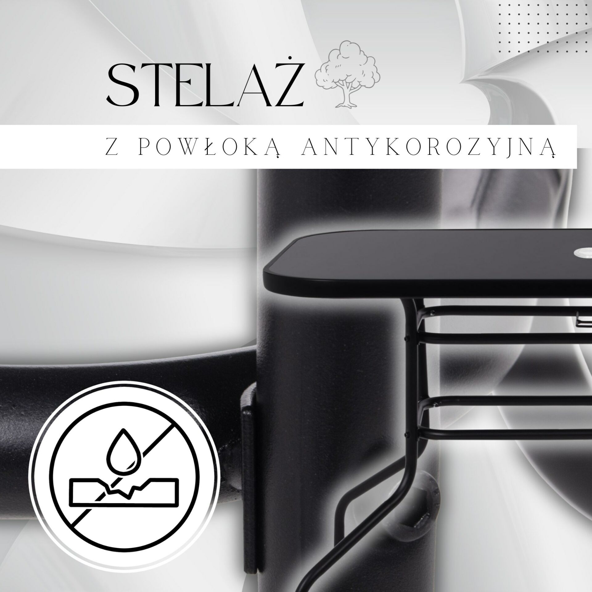 Springos kerti Asztal 140x80x70cm - Fekete