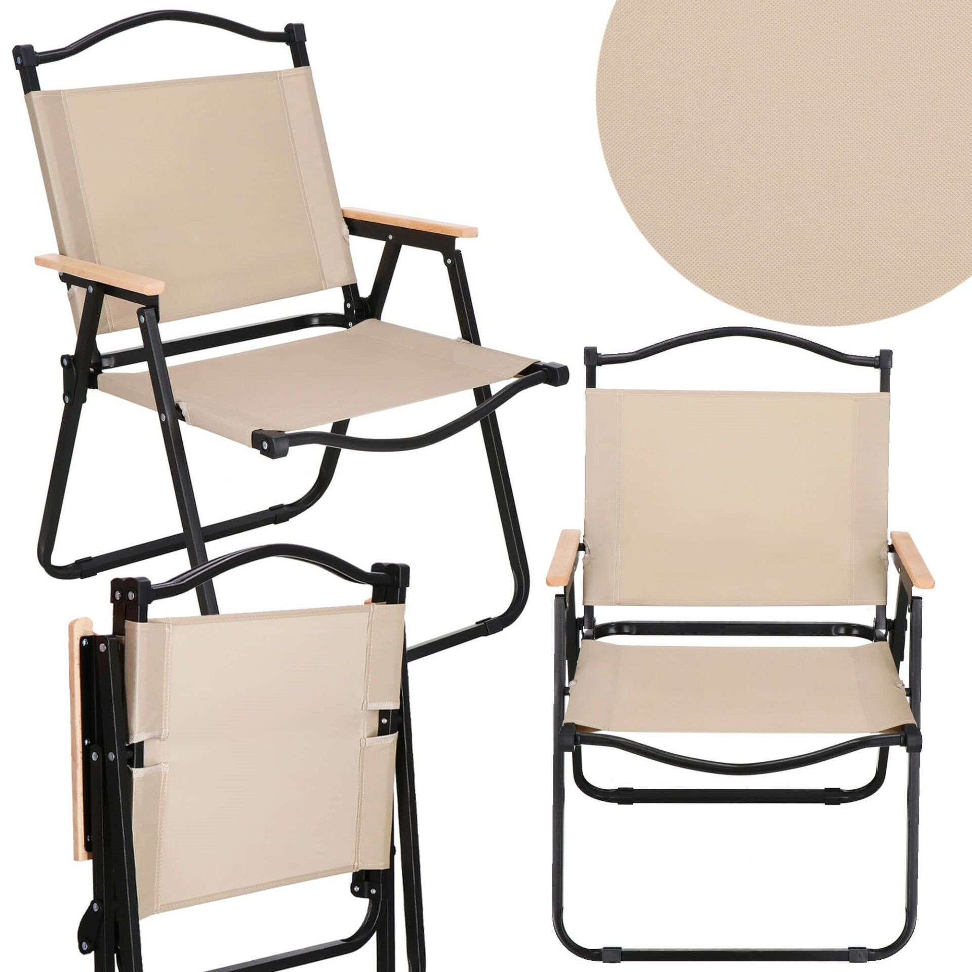 Springos összecsukható kerti Szék 78x52x52,5cm - Khaki, Fekete