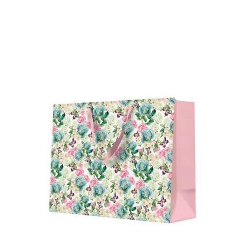 Powder Garden virágos ajándéktáska, vízszintes, 33,5x26,5x13cm