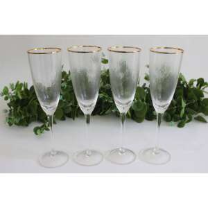 Elegáns Pezsgőspohár Arany Szegéllyel - 4 db - 280ml