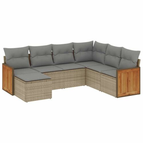VidaXL Polyrattan Kerti Ülőgarnitúra - 7 részes, Bézs 168168731 - Kerti ülőgarnitúra