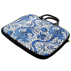 Farbenfrohe Laptoptasche aus Samt für Damen, Königsblau, 14"