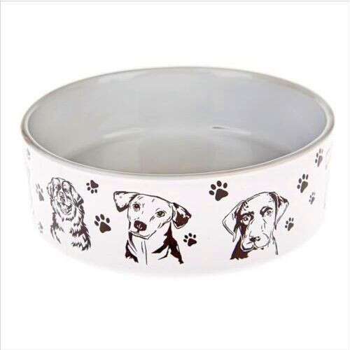 Kerámia kutyatál mancsnyomatos mintával, 15x5cm