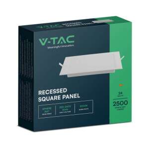 V-TAC süllyesztett szögletes LED panel, 24 watt, természetes fehér - V-TAC