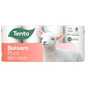 TENTO Balsam Pure toalettpapír, 8 tekercs, puha és erős, 100% természetes puhaság - Tento