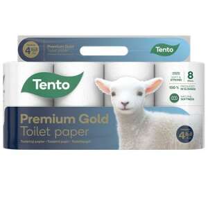 TENTO Prémium Gold Toalettpapír, 8 tekercs, 4 rétegű, puha és erős, 100% természetes puhaság - Tento