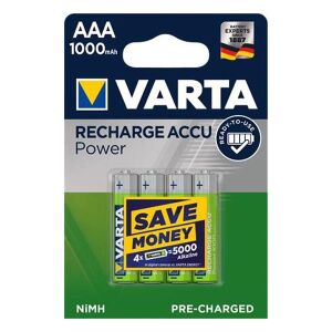VARTA Power AAA Újratölthető Elemek, 4 x 1000 mAh, Előtöltve NiMH - Varta Elem