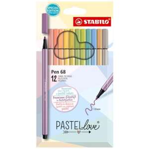 STABILO Pen 68 Pastel Love 12 darabos 1 mm-es filctoll készlet, pasztell színekben - STABILO Rostirón & Tűfilc