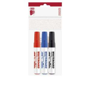 ICO Plan táblamarkerek, 3 db-os készlet, piros, kék, fekete, kúpos hegyű, 1-3 mm - Tábla- & Flipchart marker