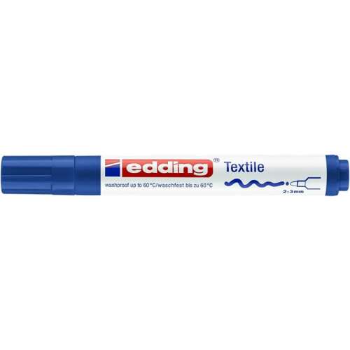 Kék EDding Textilmarker, 2-3 mm, szövetre, 60 fokig mosható