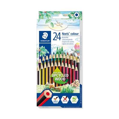 Színes ceruza készlet, hatszögletű, STAEDTLER "Noris Colour 185", 24 különböző szín
