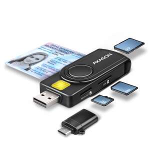 Axagon CRE-SMP2A USB Smart card & SD/microSD/SIM card PocketReader összecsukható okos kártyaolvasó 94663265 