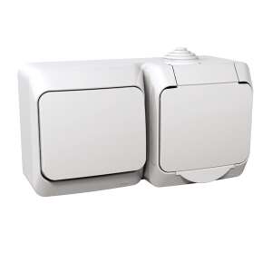 Schneider CEDAR PLUS fehér 2P+F csatlakozóaljzat kapcsolóval, IP44 - Schneider Villanykapcsoló