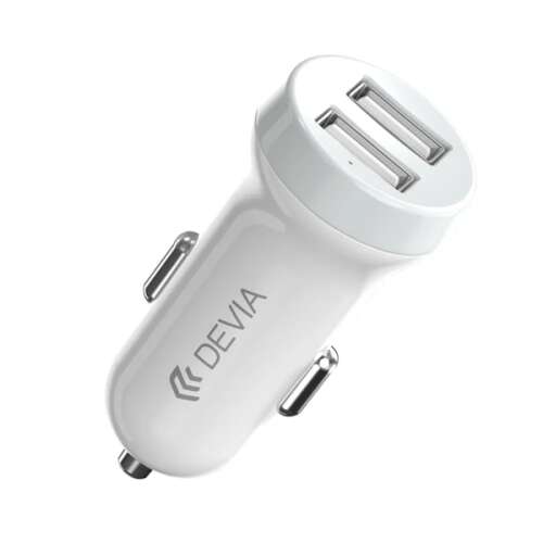 Devia Smart Series autós töltő, kettős USB port, 3.1A, fehér