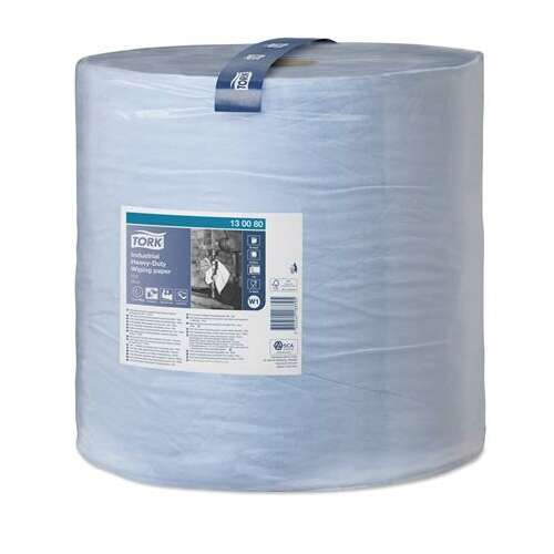 Tork ipari nagy teherbírású törlőpapír tekercs, kék, 39 cm átmérő, W1 rendszer, 3 rétegű