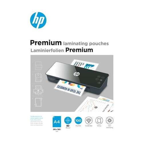 HP Premium lamináló fóliák, 100 db, A4 méret, 80 mikron, fényes kivitel