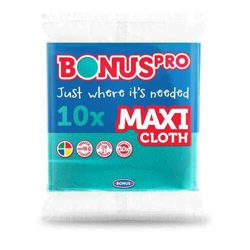 Törlőkendő, univerzális, 10 db, BONUS "MAXI", zöld