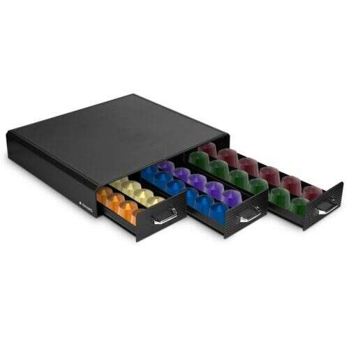 Navaris coffee capsule drawer with 3 drawers, black, for 48 capsules