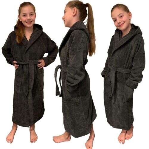 Homelevel szürke organikus pamut gyermek fürdőköpeny, több nézet
