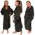 Homelevel kids bathrobe, gray, with hood, pockets, and belt, shown in 3 different angles