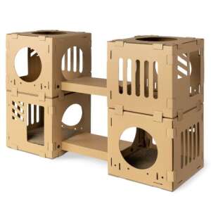 Casa modulara pentru pisici din carton Navaris cu 4 cuburi si 2 punti, 53109.02 94668177 Case pentru pisici