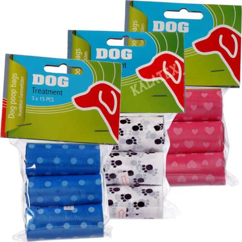 Kutya piszok gyűjtő zacskó 3x15db 3 színben  (XEH25238908)