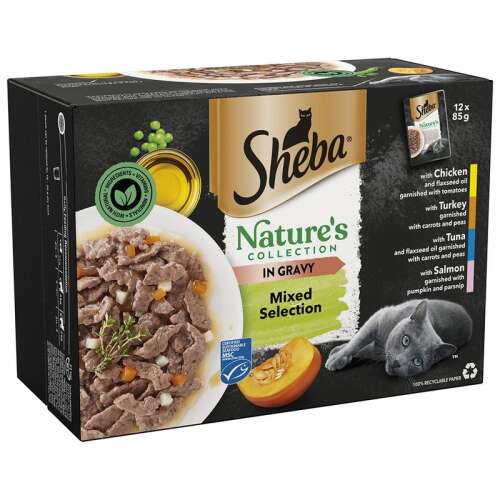 Sheba Nature's Collection in Gravy Vegyes Válogatás nedves macskaeledel, 12 db 85g-os tasak - Sheba