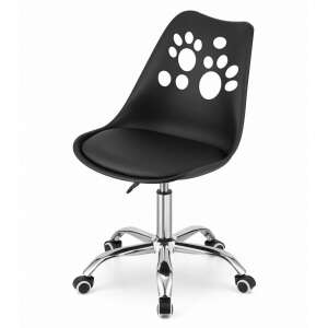 Black office chair with white paw print design, Mercaton Print swivel chair with adjustable height, 50x57x81.5-93.5 cm - Office chair