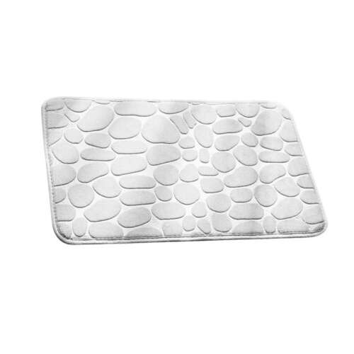 Mercaton® fürdőszőnyeg poliészterből és memóriahabból, kőmintás, csúszásgátló, rendkívül nedvszívó, fehér, 60 x 40 cm