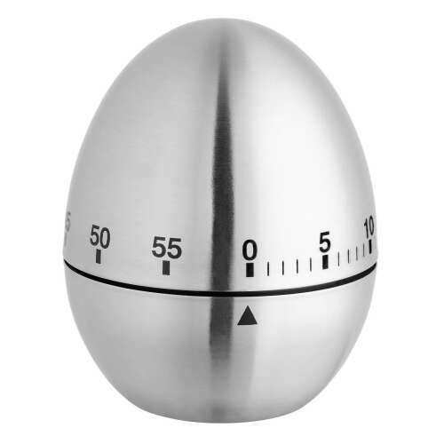 Analóg időzítő konyhai TOJÁS, tojás alakú, rozsdamentes acél, ezüst, TFA 38.1026