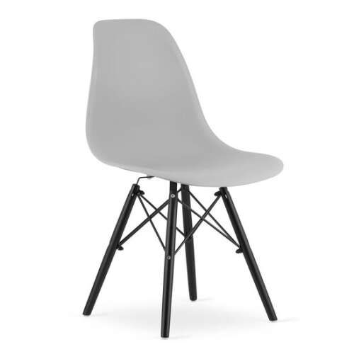 Skandináv stílusú szék, Mercaton, Osaka, PP, fa, szürke és fekete, 46x54x81 cm