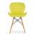 Front view of yellow velvet chair with wooden legs, Mercaton Lago chair