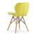 Back view of yellow velvet chair with wooden legs, Mercaton Lago chair