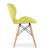 Side view of yellow velvet chair with wooden legs, Mercaton Lago chair
