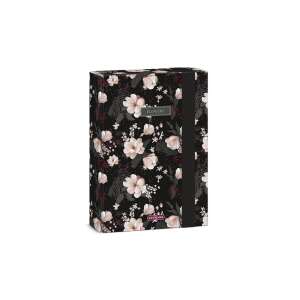 Ars Una Flowery black A5 füzetbox, fekete virágmintás, gumiszalaggal zárható - Füzetbox