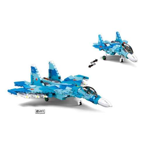 Sluban Model Bricks 2 az 1-ben vadászrepülő építőjáték készlet, SU-27 és SU-30, 1040 darab
