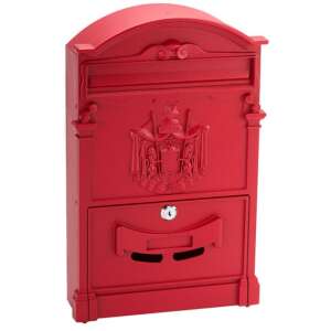Rote klassische Briefkasten mit Wappen, 420mm x 260mm x 90mm - Perfekto