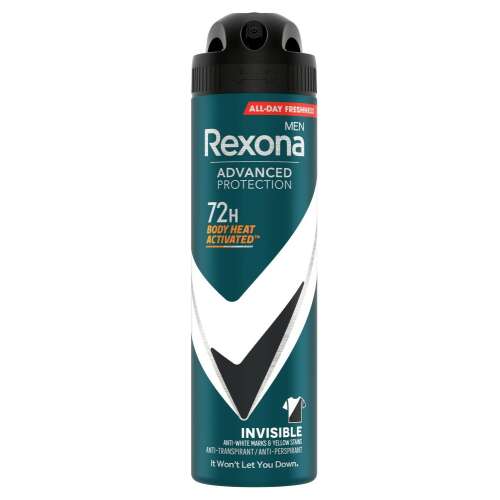 Dezodorant w sprayu Rexona Men Advanced Protection Invisible, 72 godziny ochrony, aktywowany ciepłem ciała, przeciw białym plamom i żółtym plamom, nie zawiedzie