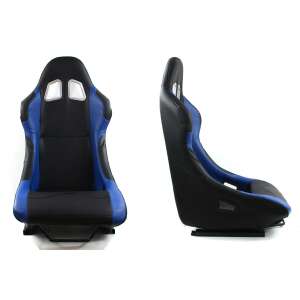 Scaun sport Monza RACE PLUS albastru din piele ecologică, vedere frontală și laterală - Scaune auto